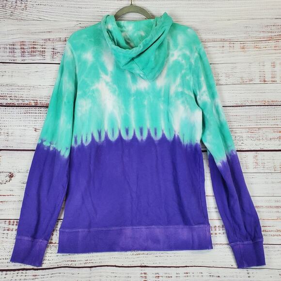 Empyre Tie Dye Skater Hoodie M Unisex Drawstring Purple Turquoise Warm Pullover - Picture 2 of 9